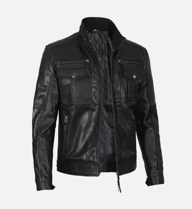 mens cafe racer real leather jacket moffit

