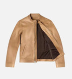 mens cafe racer tan leather jacket