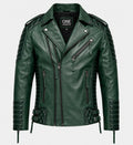 Men's Charles Burnt Green Leather Jacket