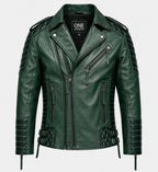 Men's Charles Burnt Green Leather Jacket