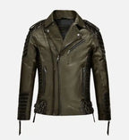 mens charles burnt olive leather jacket