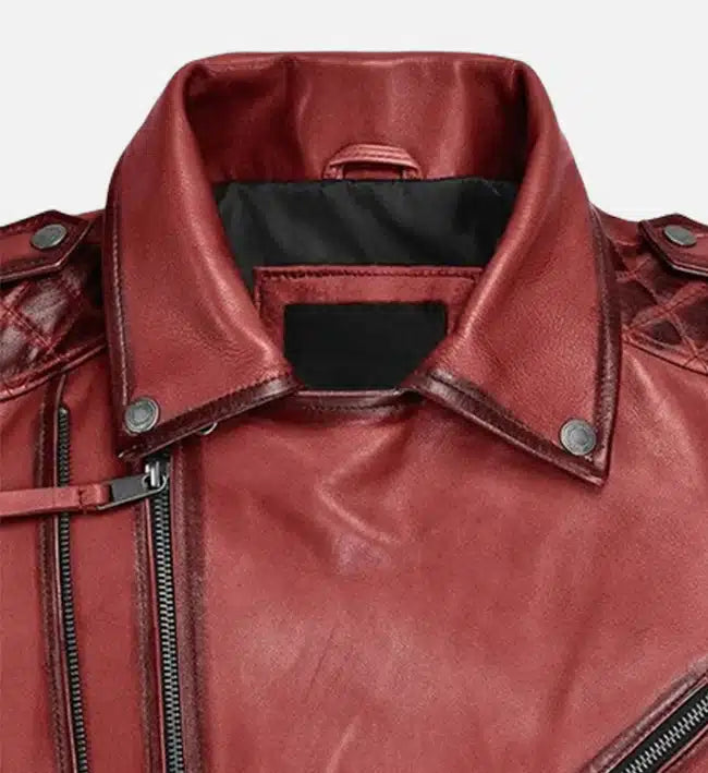 mens charles burnt red leather jacket