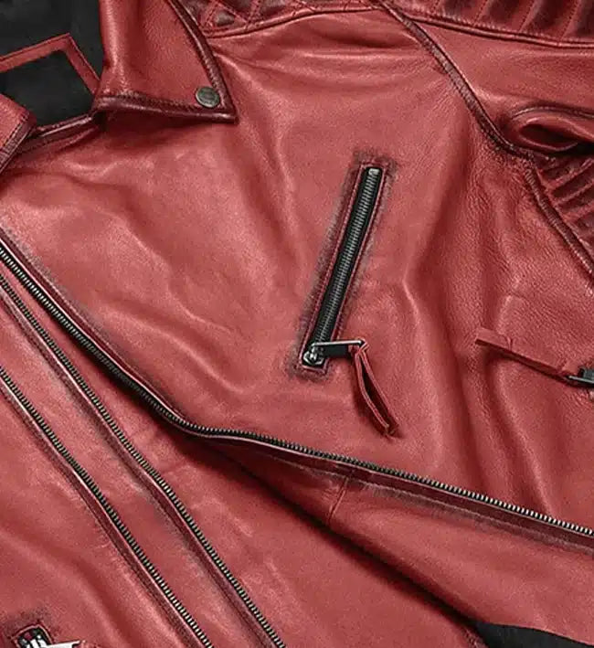 mens burnt red charles leather jacket