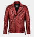 Men's Charles Burnt Red Leather Jacket