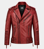 Men's Charles Burnt Red Leather Jacket