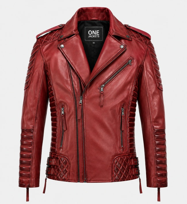 Men's Charles Burnt Red Leather Jacket