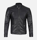 mens classic black leather cafe racer jacket

