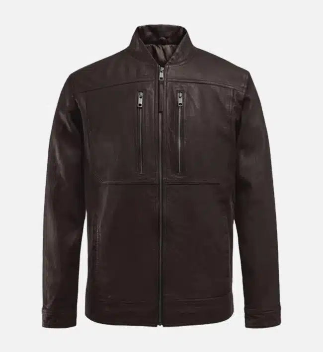 mens classic brown biker leather jacket