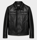 Men's Classic Trucker Black Button Jacket