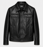 Men's Classic Trucker Black Button Jacket