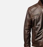 mens dark brown bomber leather jacket