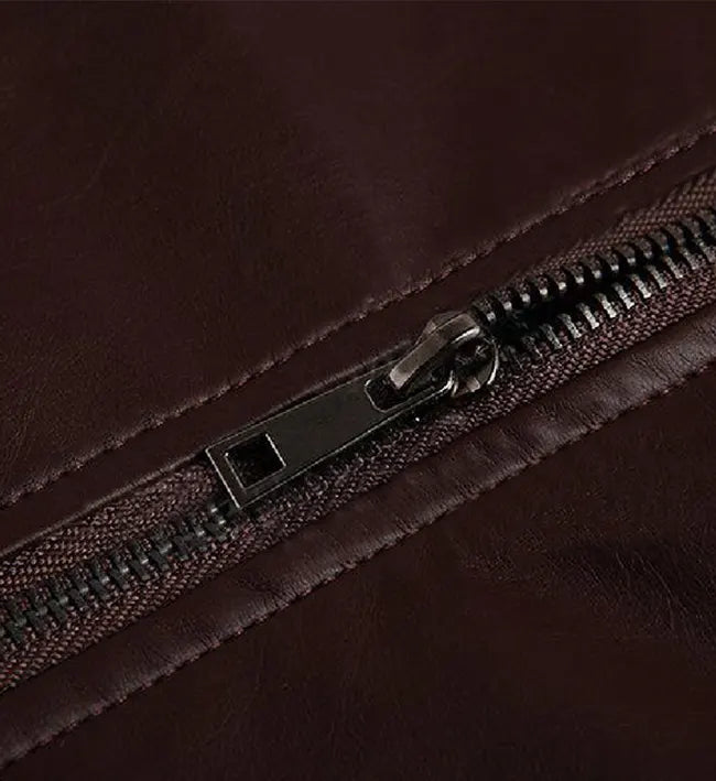 dark brown leather cafe racer jacket for men

