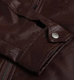 mens dark brown leather cafe racer jacket
