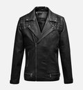 mens double breast black biker leather jacket