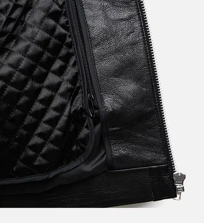 mens double zipper black biker jacket
