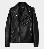 Men's Double Zipper Black Biker Jacket