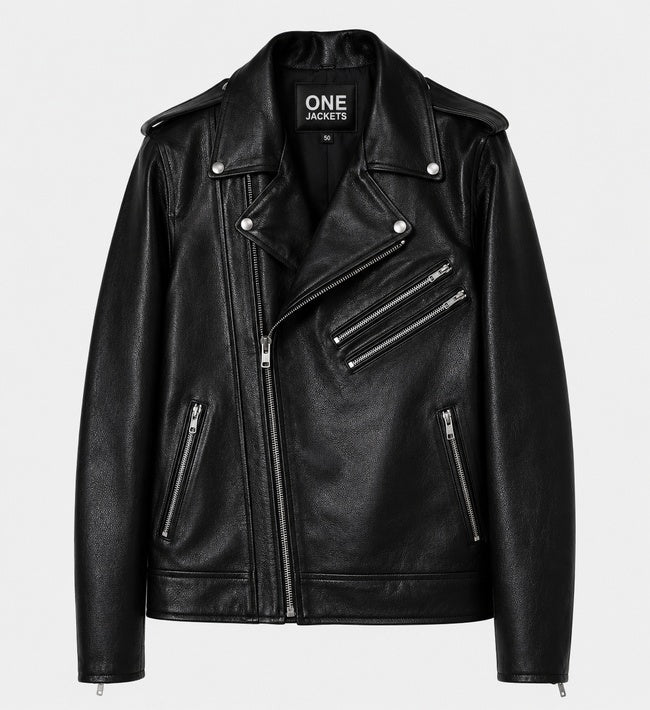 Men's Double Zipper Black Biker Jacket