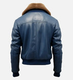 mens flight blue bomber leather jacket