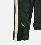 mens green vintage biker leather jacket