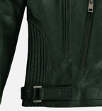 mens green vintage biker leather jacket