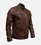 mens hudson brown moto biker leather jacket