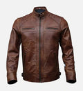 mens hudson brown moto biker leather jacket