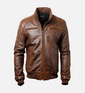 mens jordan brown leather bomber jacket