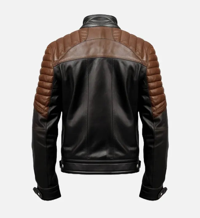 mens leather brown black cafe racer jacket