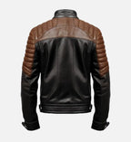 mens leather brown black cafe racer jacket