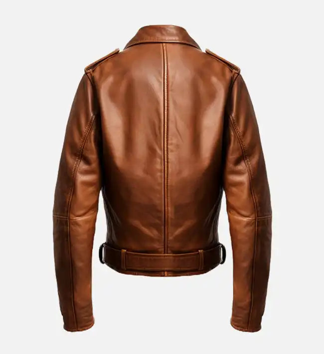 mens leather brown vintage biker jacket