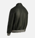 mens leather green varsity jacket