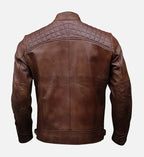 mens leather hudson brown moto biker jacket