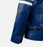 mens leather jacket rich blue