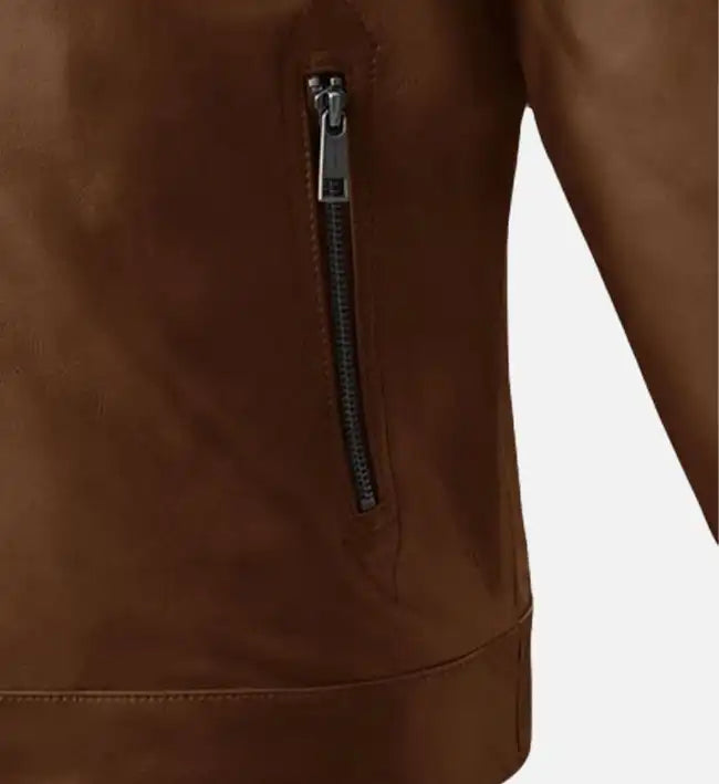mens leather jacket spanish brown