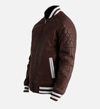 mens varsity maroon leather jacket