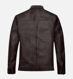 mens leather regular fit brown cafe racer jacket