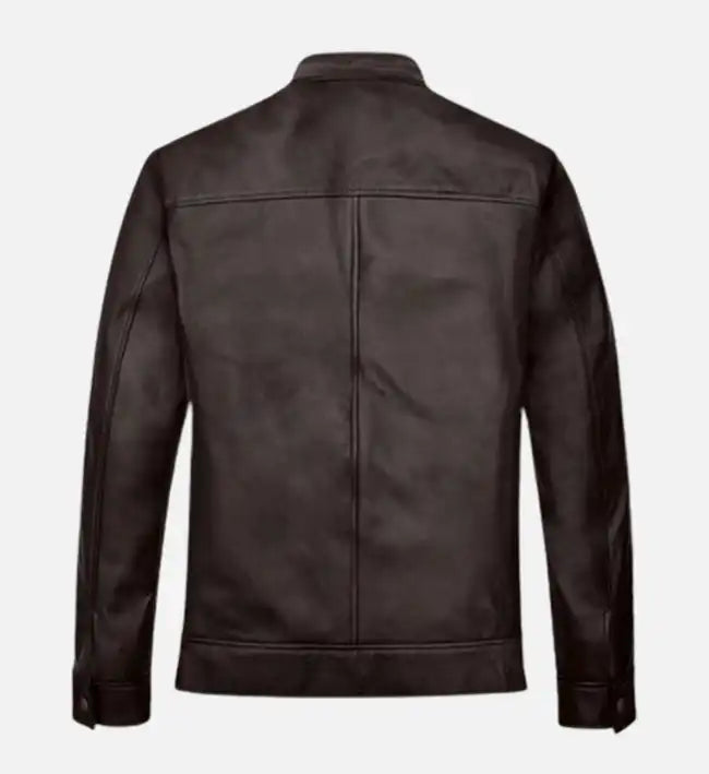 mens leather regular fit brown cafe racer jacket