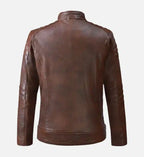 mens leather spanish brown moto biker jacket