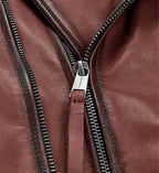 mens maroon burnt biker leather jacket