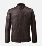 mens moto brown biker leather jacket