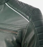 mens motorcycle dark green leather jacket
