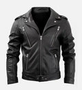 mens nifty black leather biker jacket