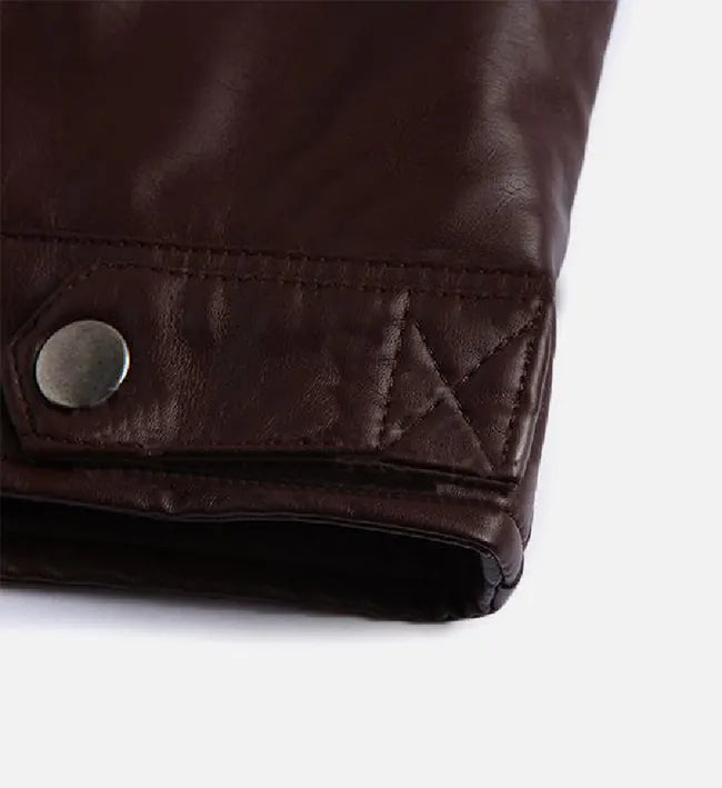 mens dark brown leather cafe racer jacket

