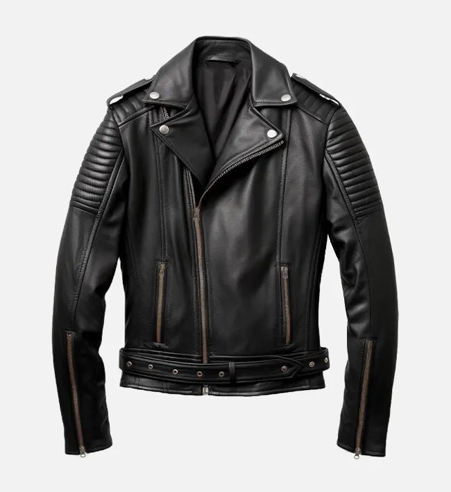 mens real leather black biker jacket

