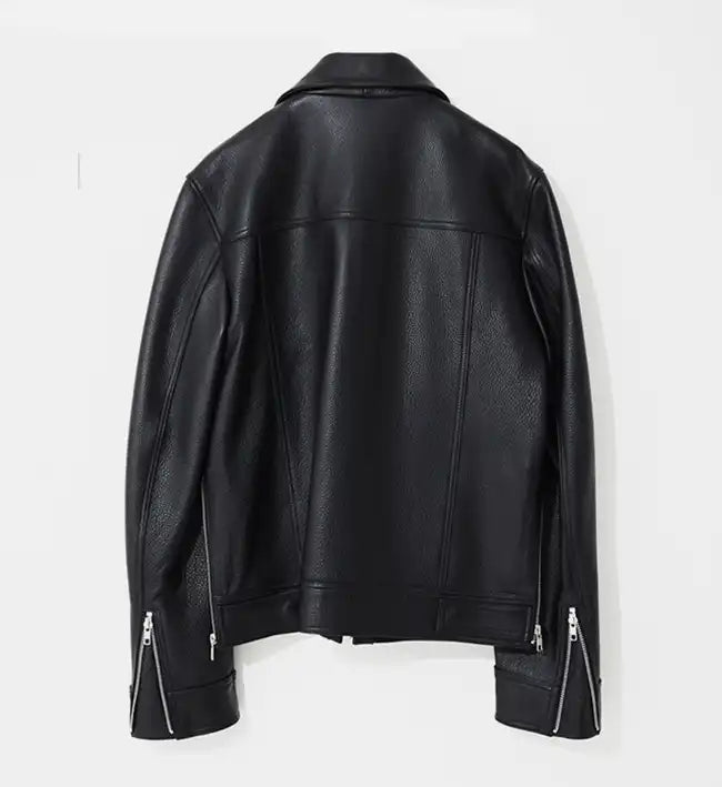 mens retro side zipper leather jacket