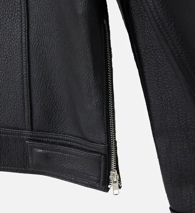 mens retro side zipper leather jacket