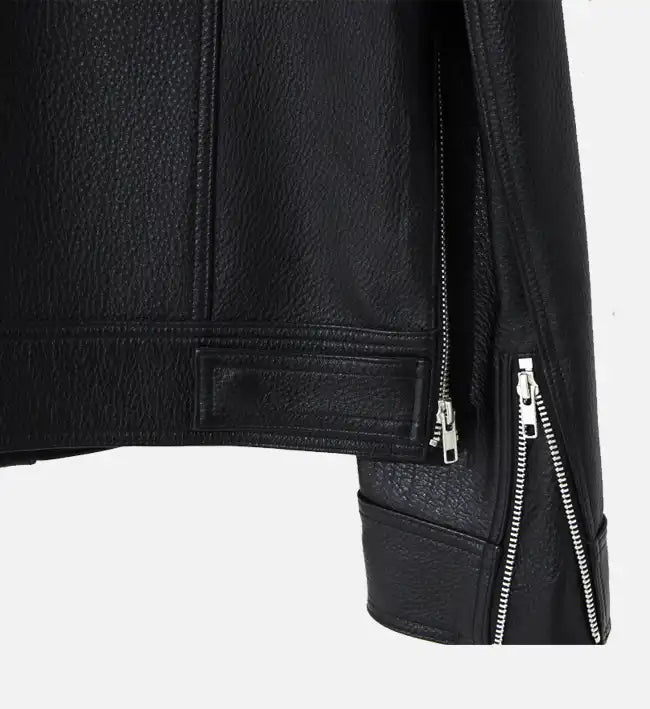 mens retro zip up side zipper leather jacket