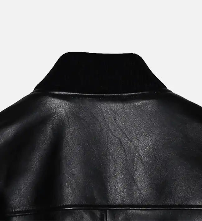 mens black leather bomber jacket
