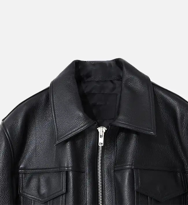 mens side zipper leather jacket