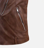 mens spanish brown biker leather jacket